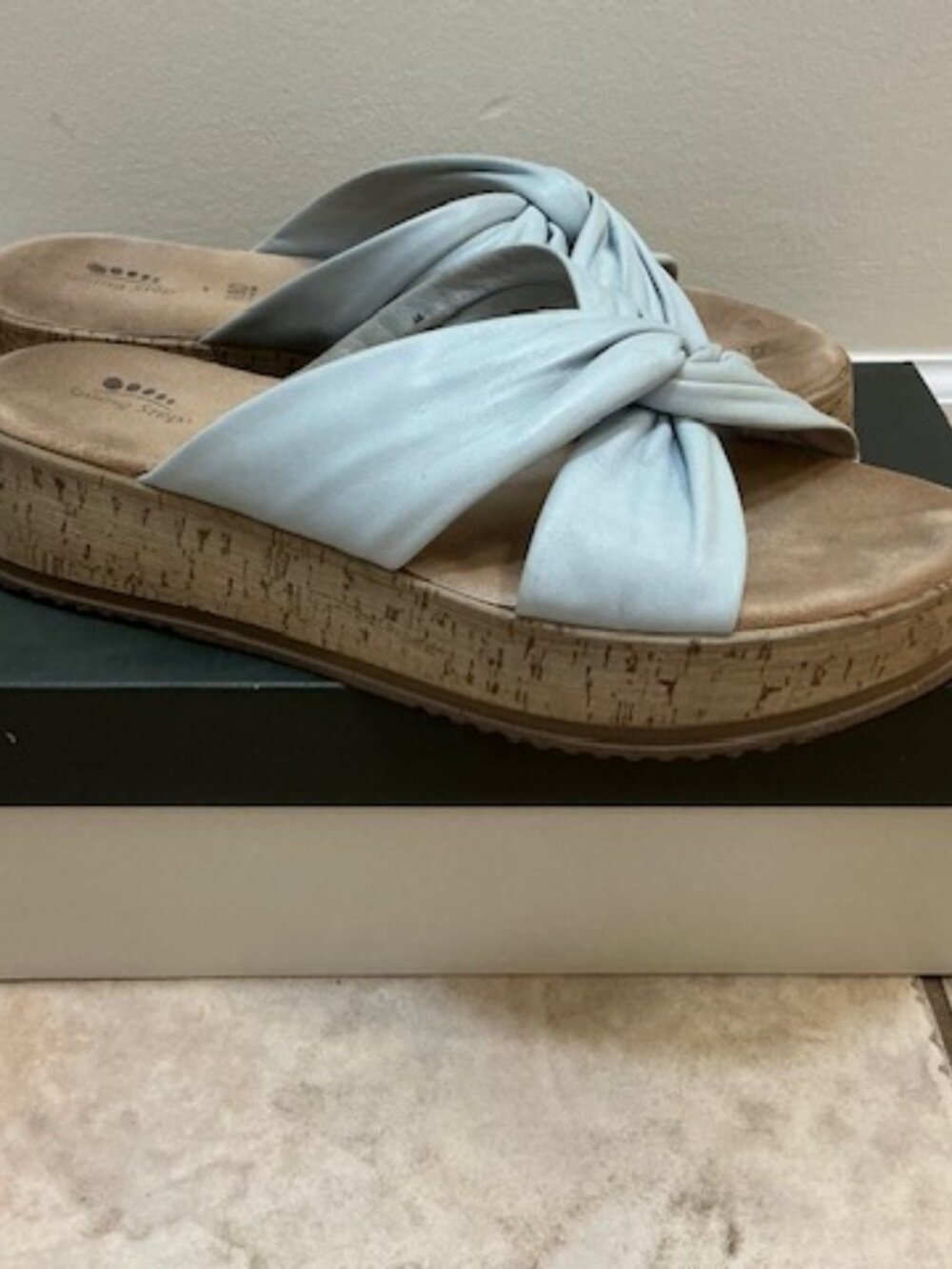 Spring Step Ebosia Women's Light Blue Leather Sandals Slides Size 41 (9.5-10)